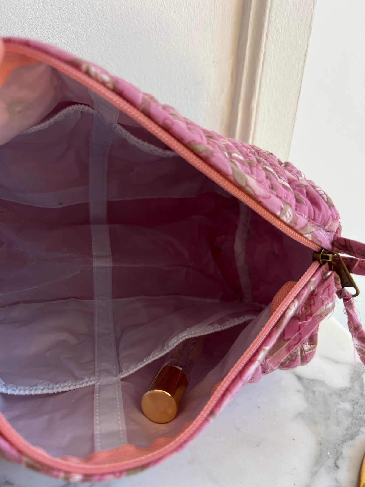 Trousse de toilette fleurie Rose