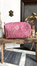 Trousse de toilette fleurie Rose