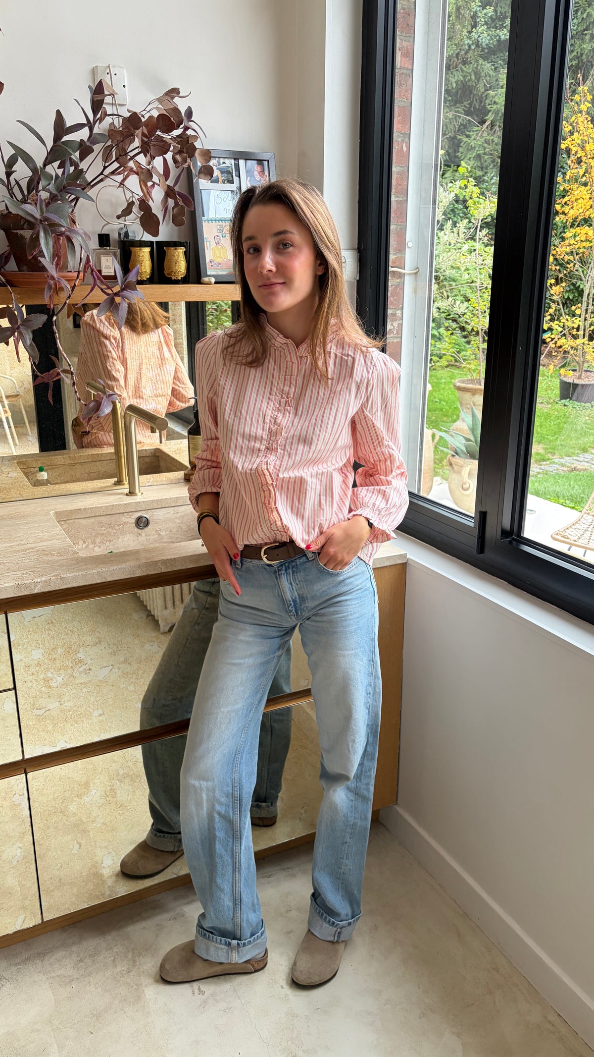 Blouse rayée à volants