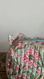 Trousse de toilette fleurie Turquoise