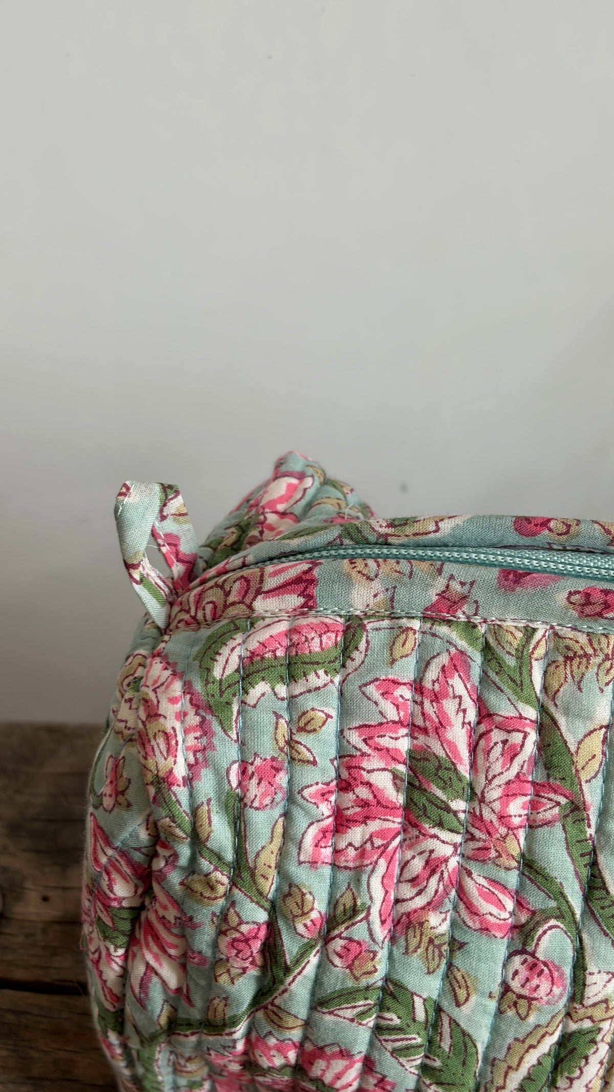 Trousse de toilette fleurie Turquoise