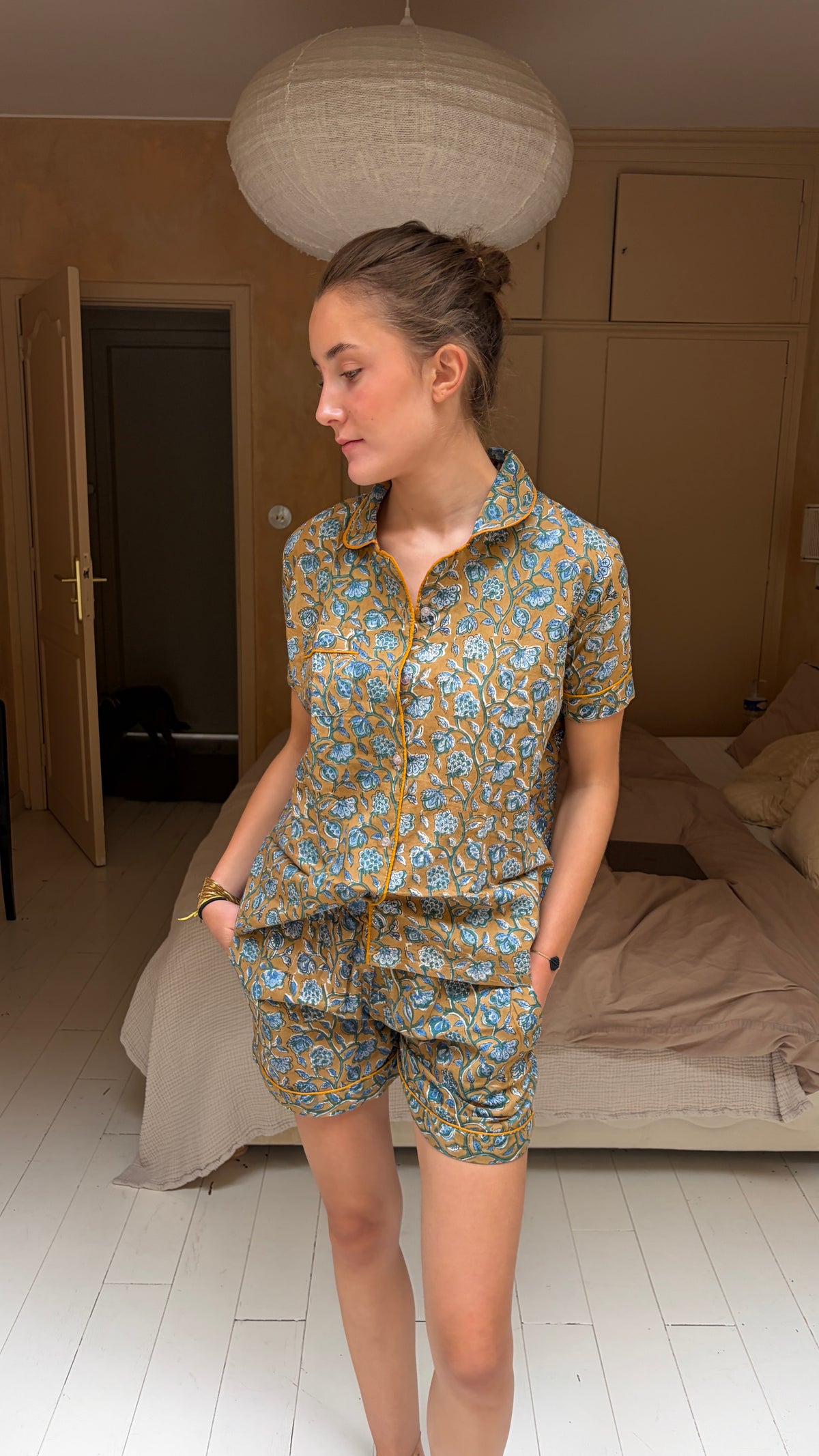 Pyjama fleuri Moutarde