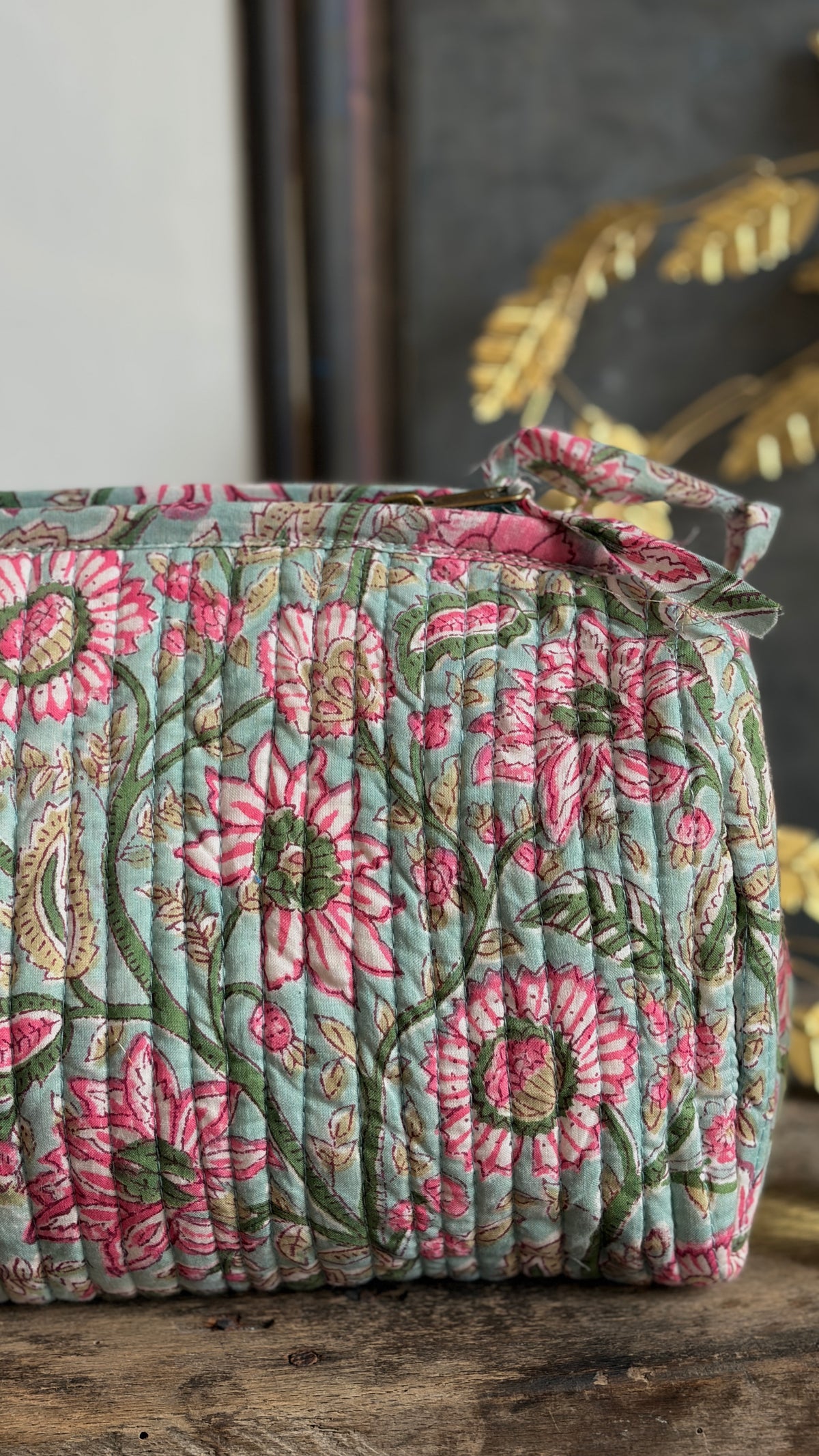 Trousse de toilette fleurie Turquoise