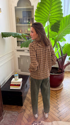 Blouse à carreaux col volanté