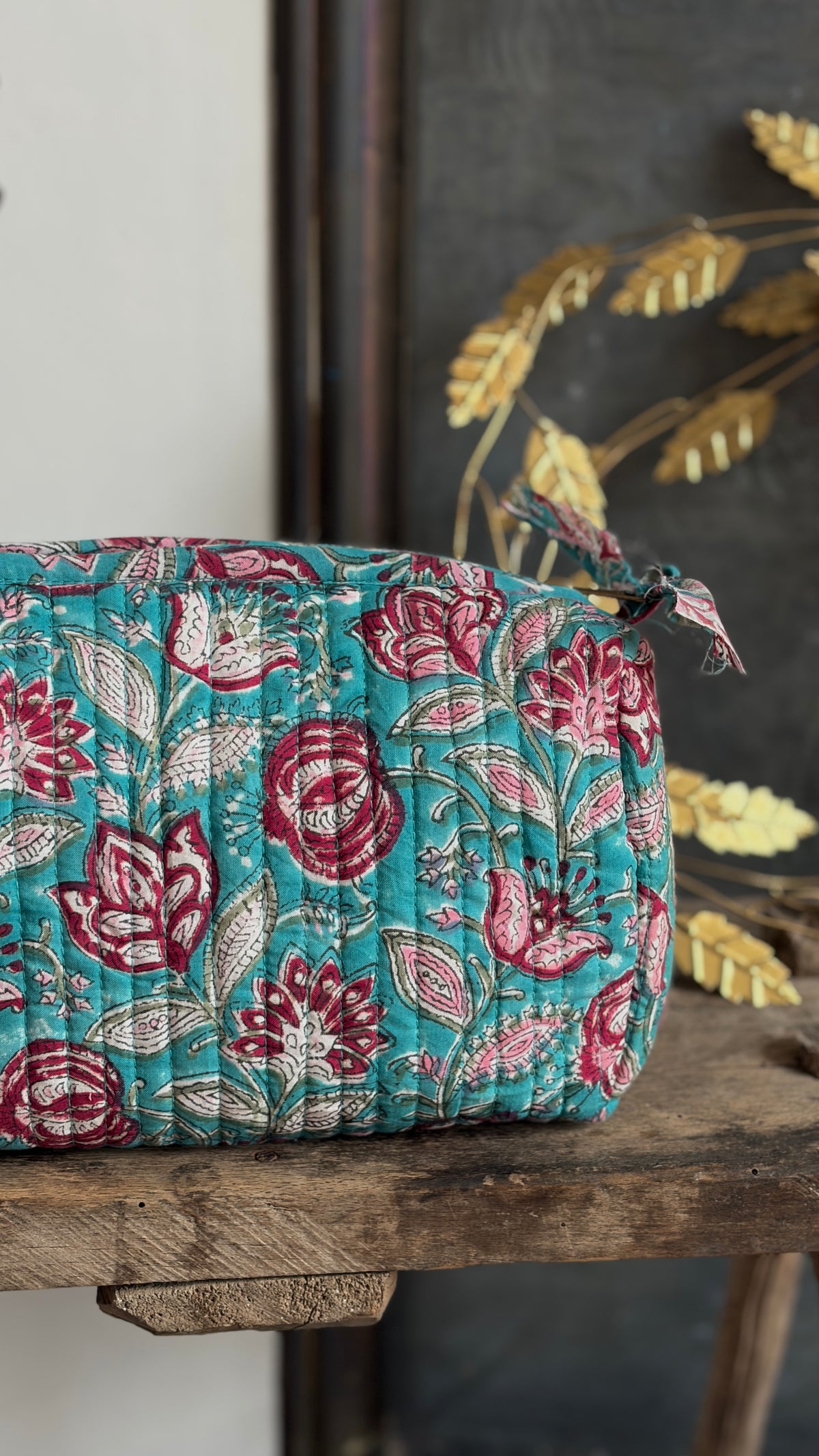 Trousse de toilette fleurie Bleue