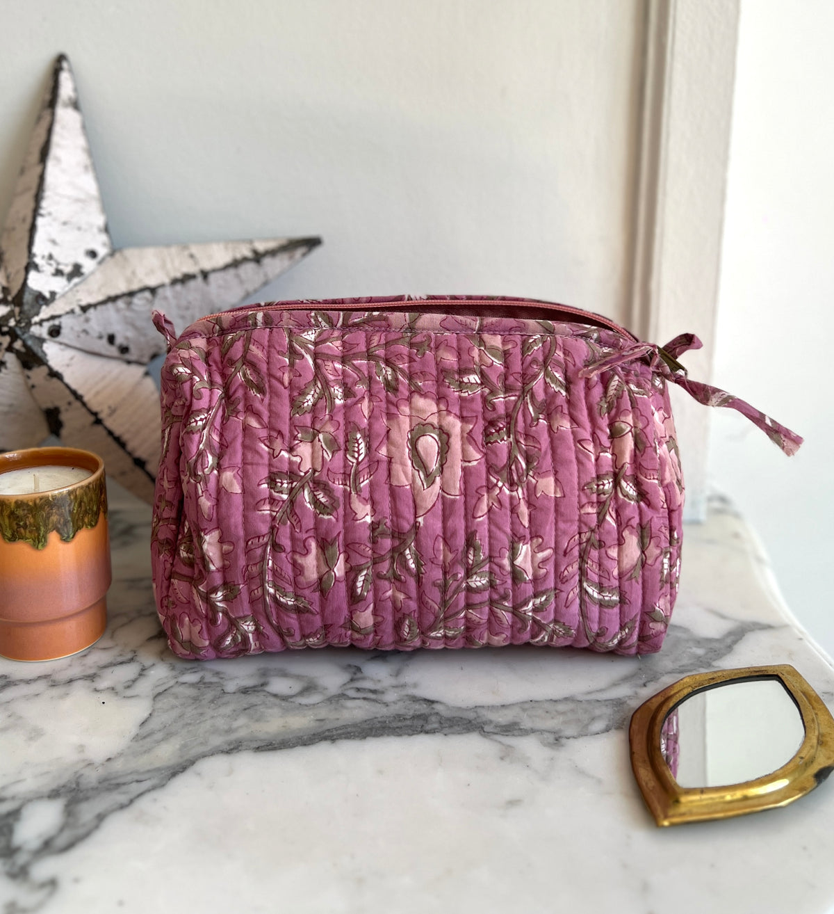 Trousse de toilette fleurie Rose