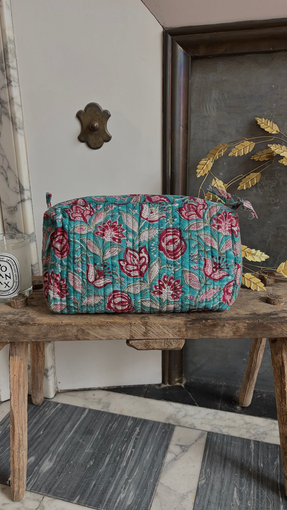 Trousse de toilette fleurie Bleue