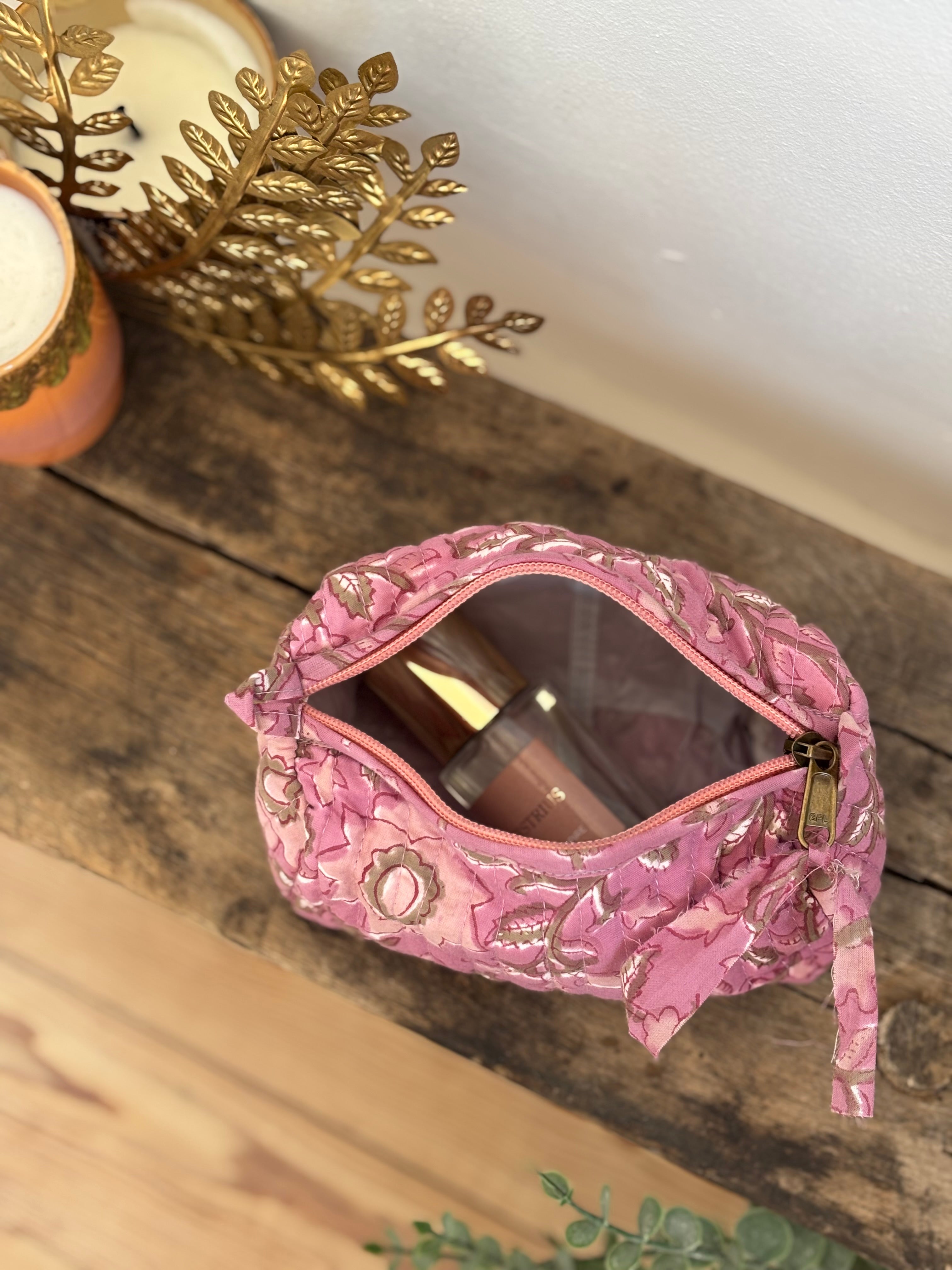 Trousse de toilette fleurie Rose