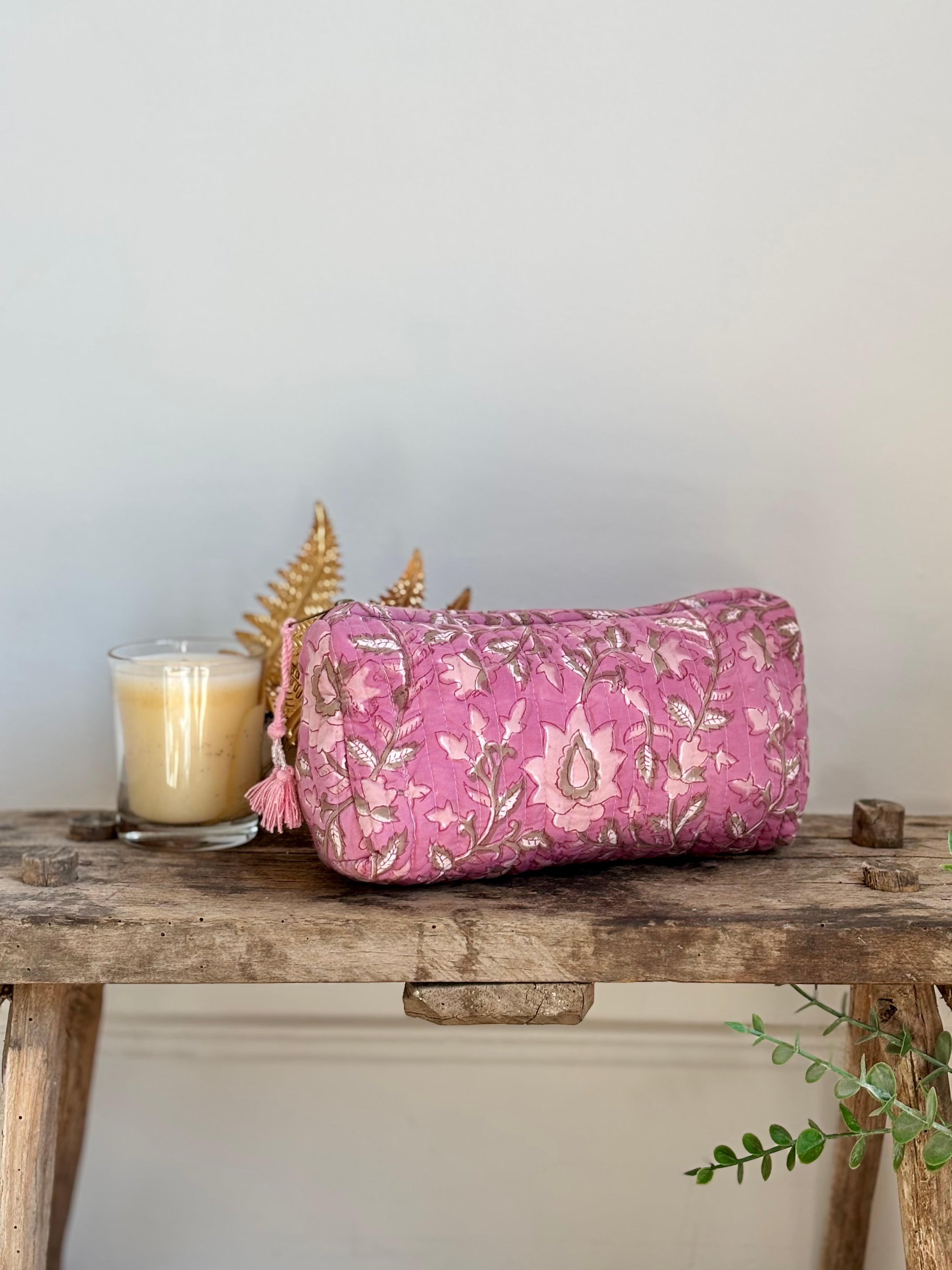 Trousse fleurie Rose