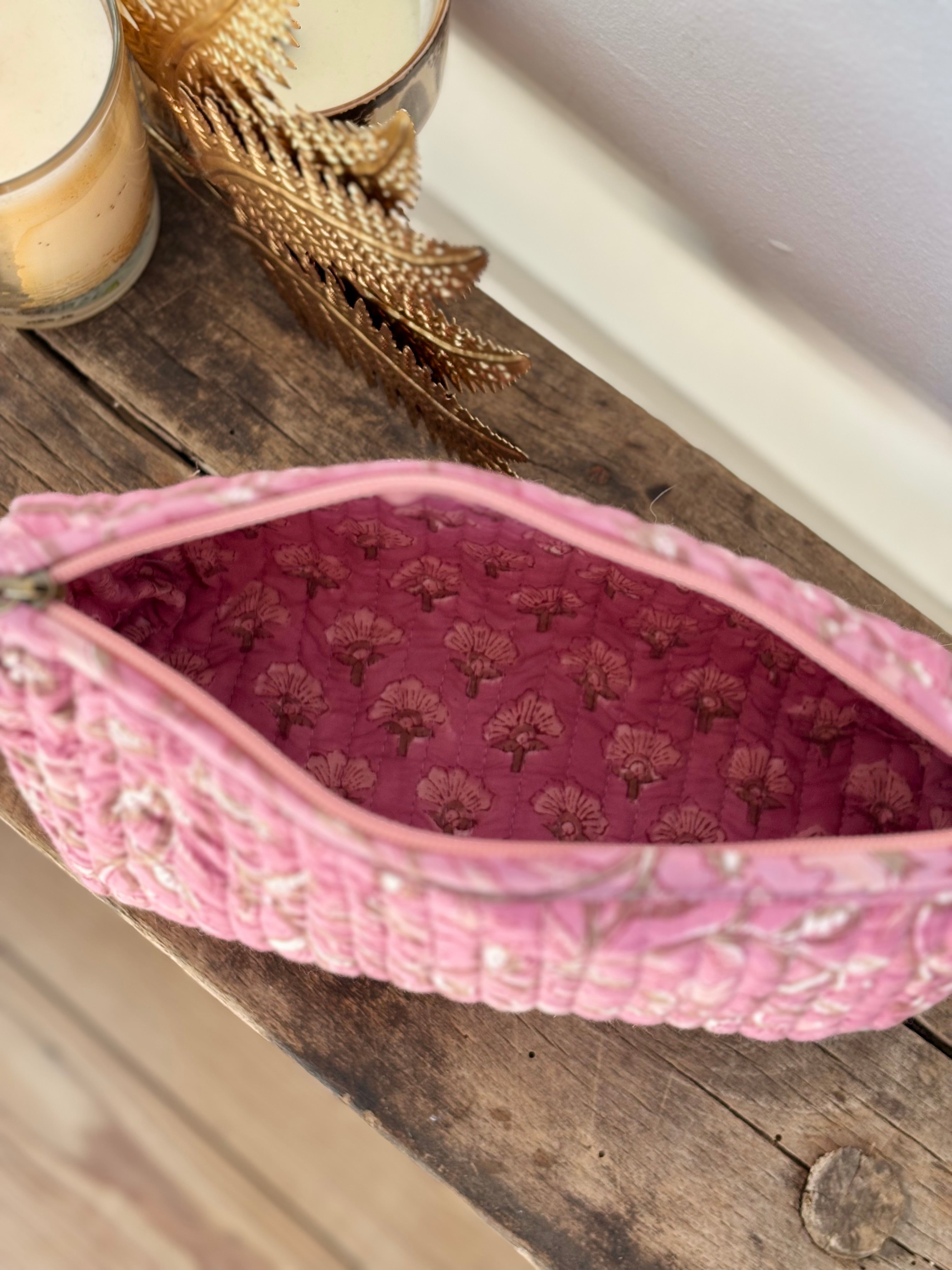 Trousse fleurie Rose