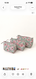 Trousse de toilette fleurie Turquoise