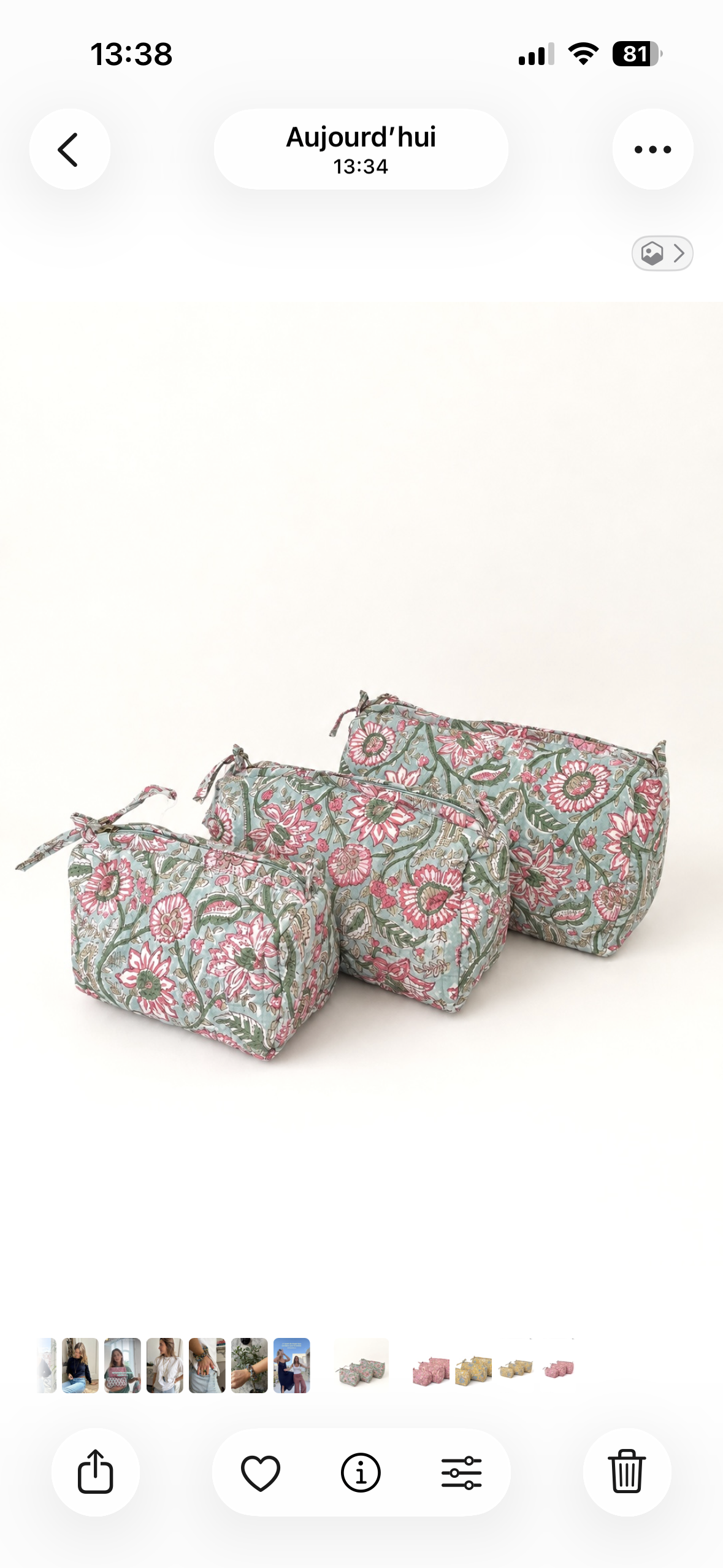 Trousse de toilette fleurie Turquoise