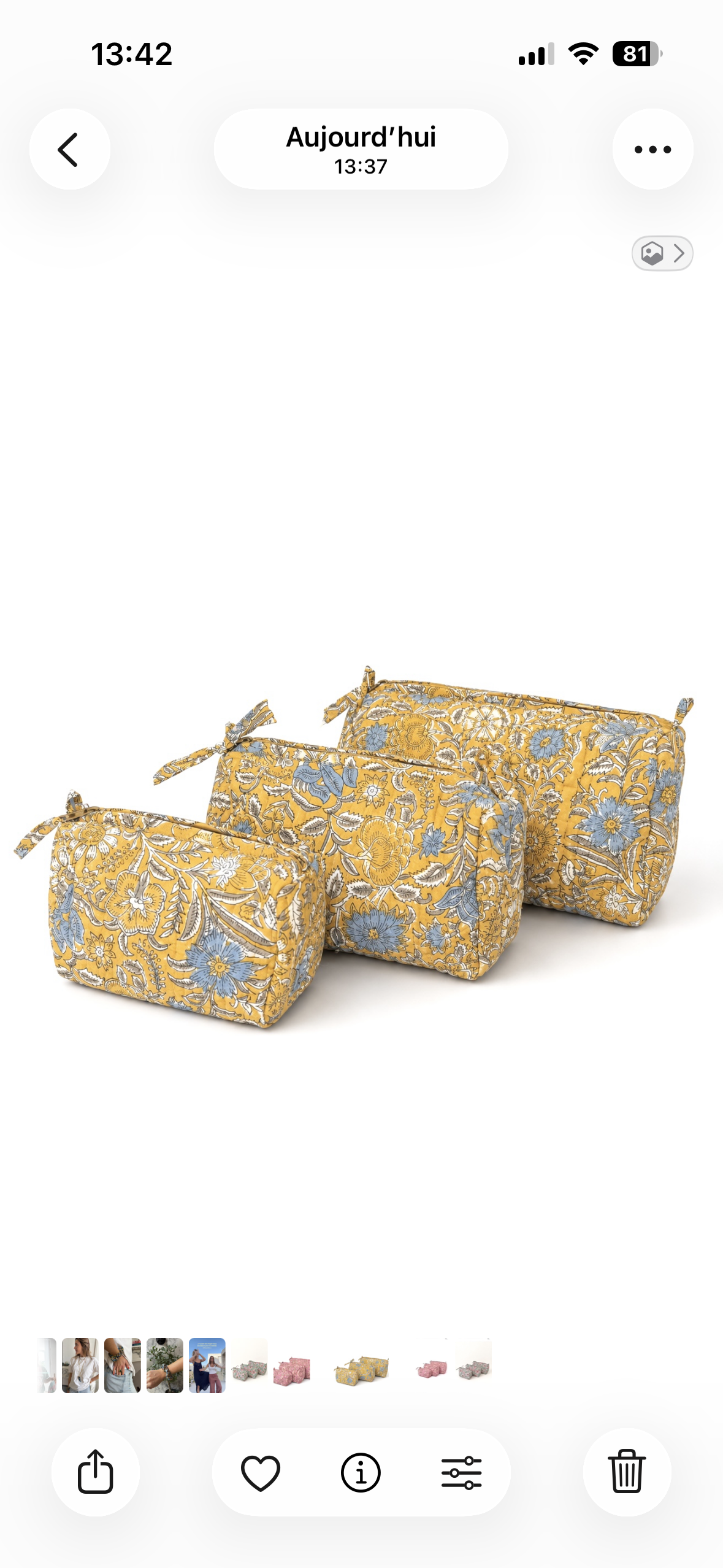 Trousse de toilette fleurie Moutarde