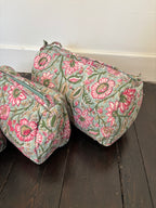 Trousse de toilette fleurie Turquoise