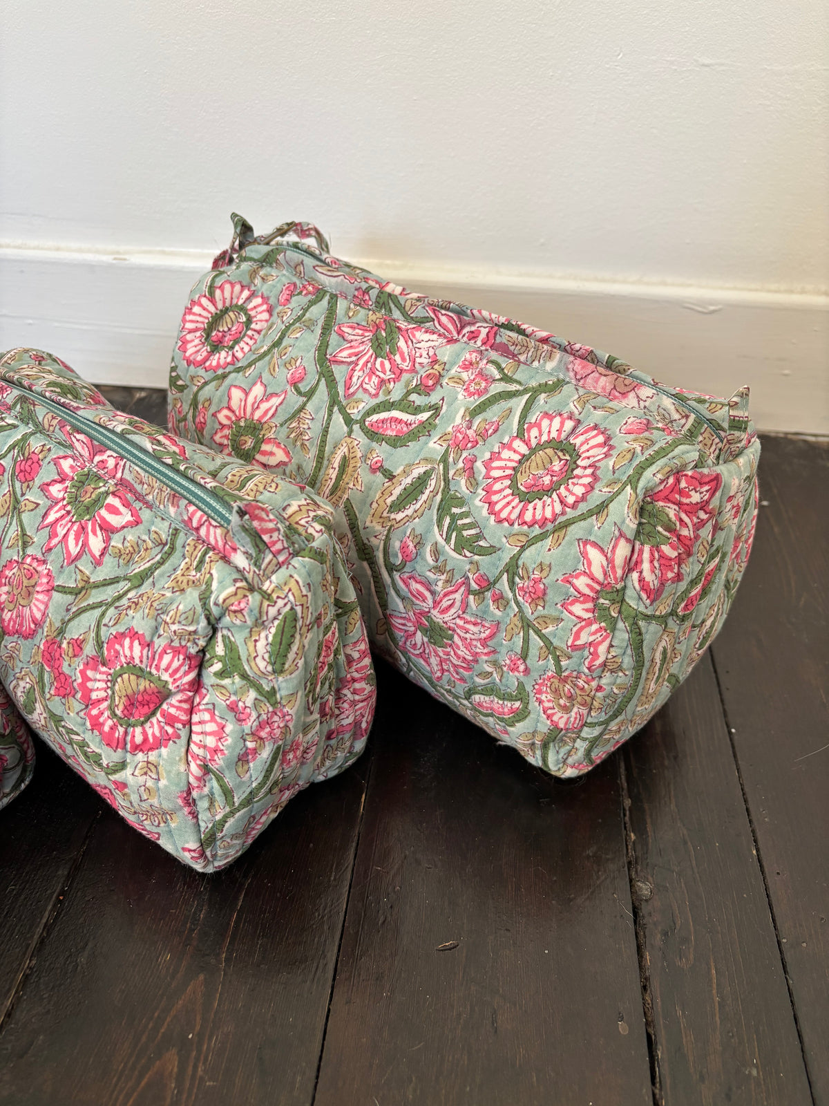 Trousse de toilette fleurie Turquoise