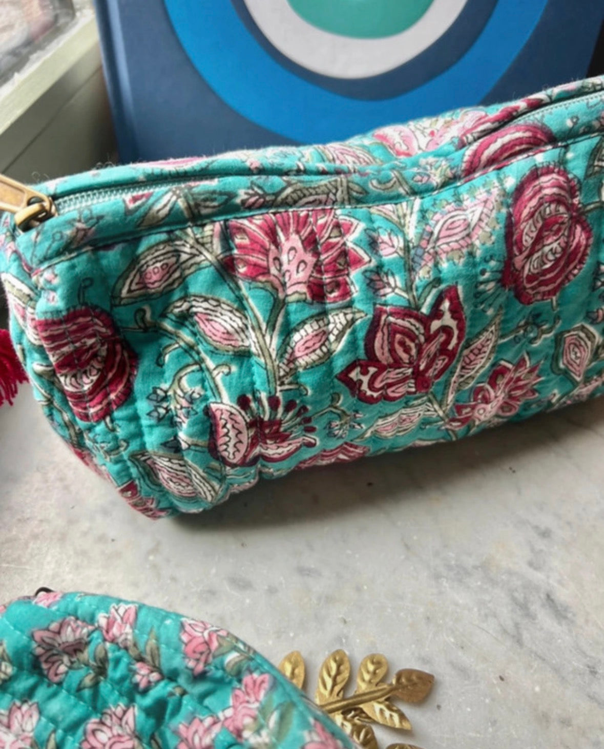 Trousse fleurie Bleue